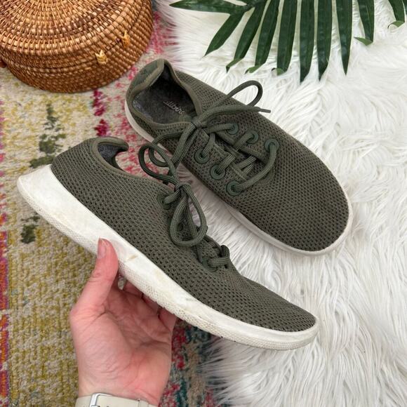 AllBirds Olive Green Lightweight Lace Up Sneakers Mens 8 - Picture 1 of 8